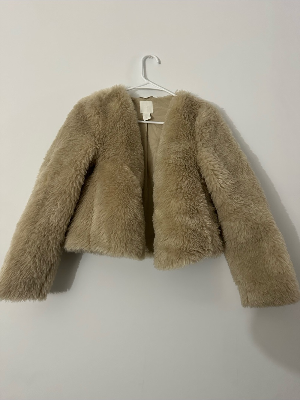 H&M Kids Faux Fur Jacket in Light Beige